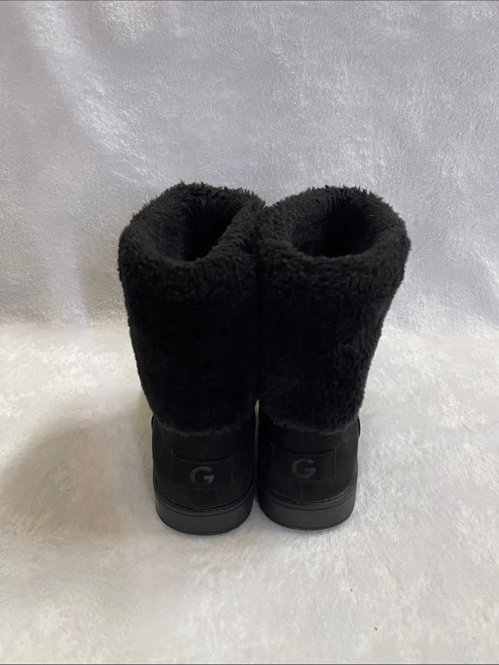 GBG Los Angeles Black Fold-Over Faux Fur Winter Boots